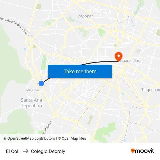 El Colli to Colegio Decroly map