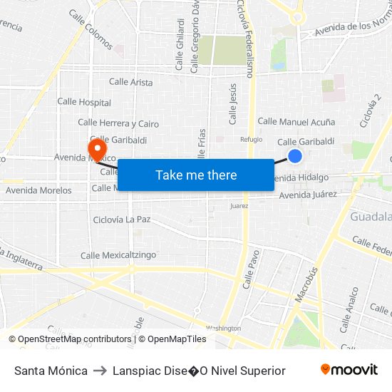 Santa Mónica to Lanspiac Dise�O Nivel Superior map