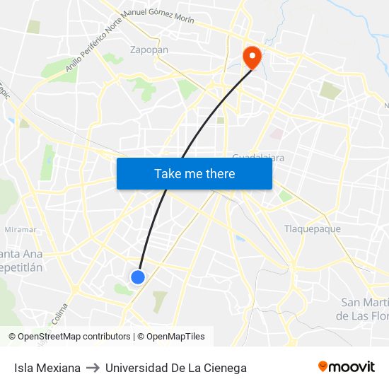 Isla Mexiana to Universidad De La Cienega map