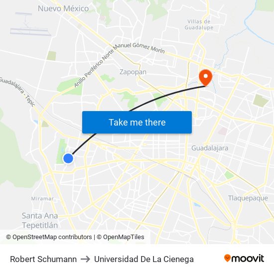 Robert Schumann to Universidad De La Cienega map