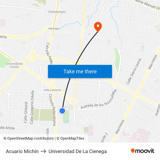 Acuario Michín to Universidad De La Cienega map