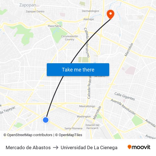 Mercado de Abastos to Universidad De La Cienega map