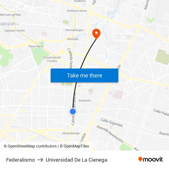 Federalismo to Universidad De La Cienega map