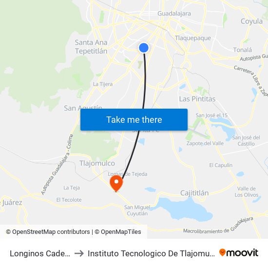 Longinos Cadena to Instituto Tecnologico De Tlajomulco map