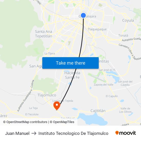 Juan Manuel to Instituto Tecnologico De Tlajomulco map