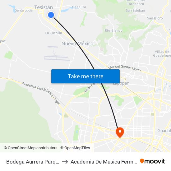 Bodega Aurrera Parques to Academia De Musica Fermatta map