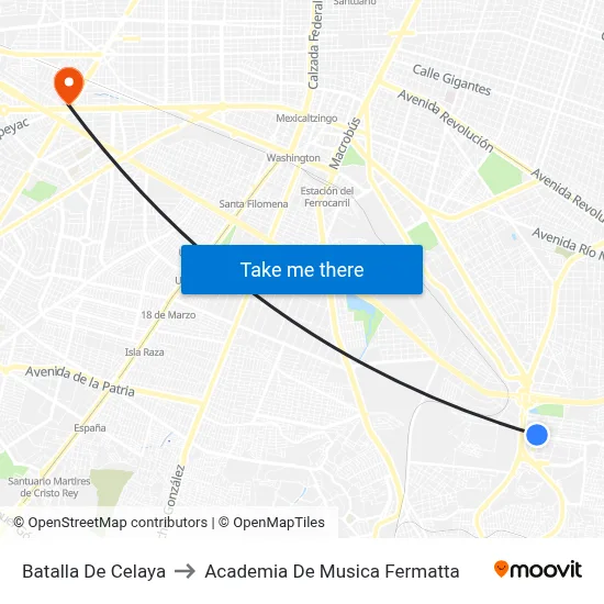 Batalla De Celaya to Academia De Musica Fermatta map
