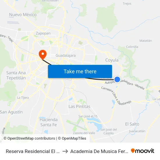 Reserva Residencial El Moral to Academia De Musica Fermatta map
