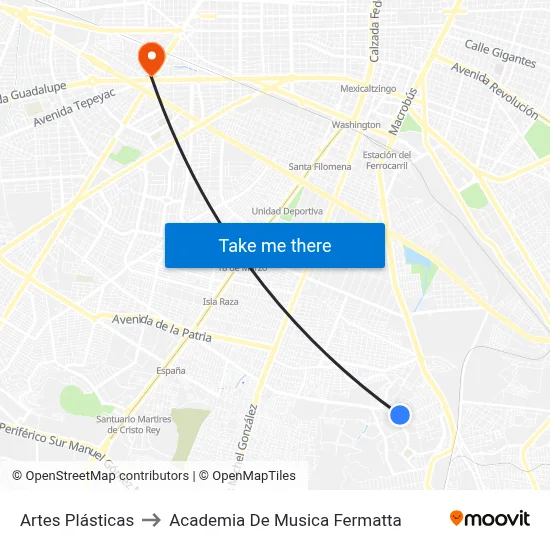 Artes Plásticas to Academia De Musica Fermatta map