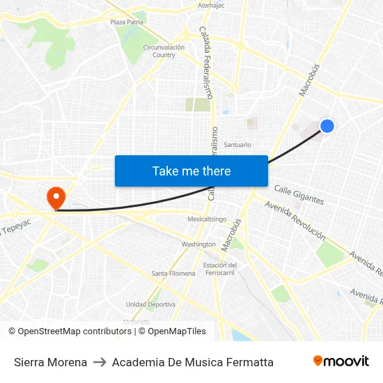 Sierra Morena to Academia De Musica Fermatta map