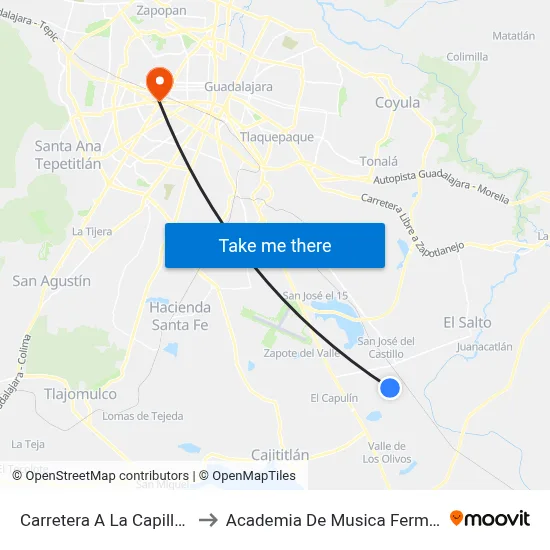 Carretera A La Capilla Zf to Academia De Musica Fermatta map
