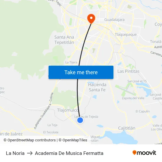 La Noria to Academia De Musica Fermatta map