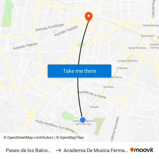 Paseo de los Balcones to Academia De Musica Fermatta map