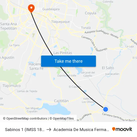 Sabinos 1 (IMSS 181) to Academia De Musica Fermatta map