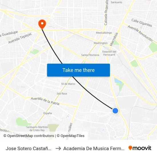 Jose Sotero Castañeda to Academia De Musica Fermatta map