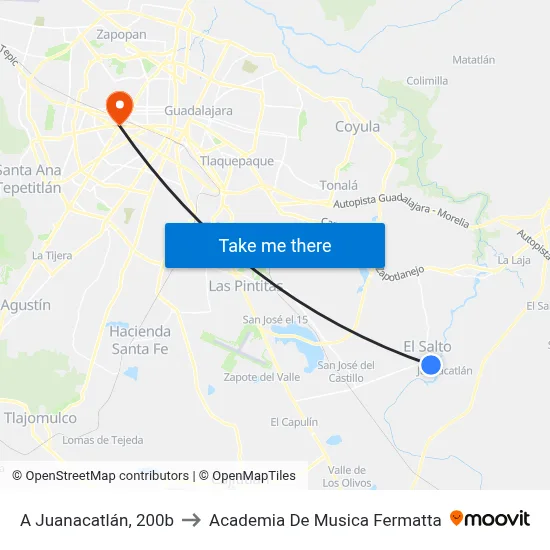 A Juanacatlán, 200b to Academia De Musica Fermatta map
