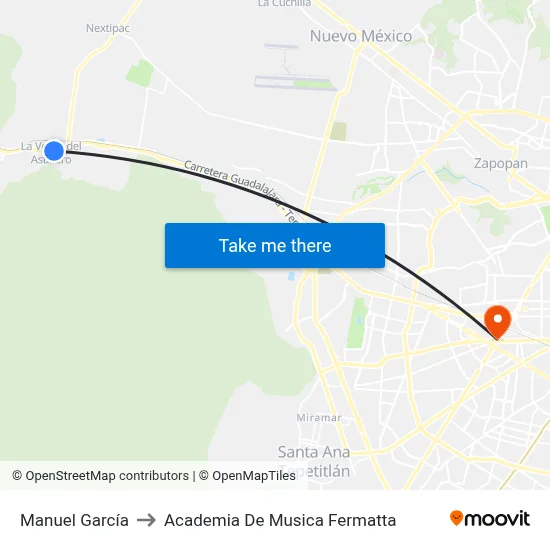 Manuel García to Academia De Musica Fermatta map