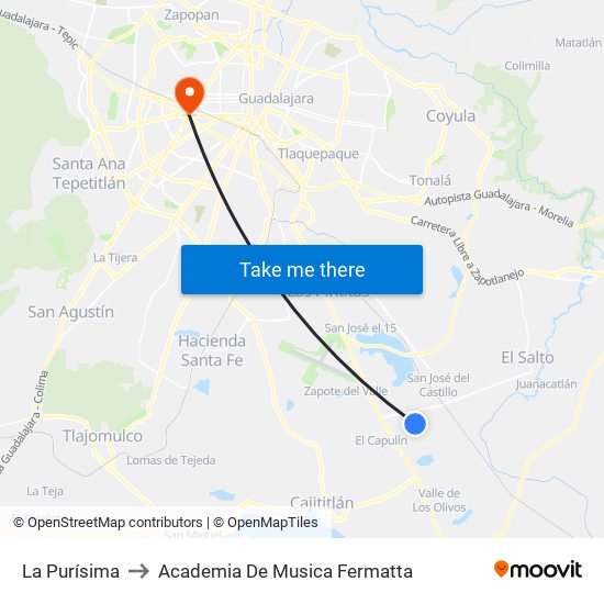 La Purísima to Academia De Musica Fermatta map