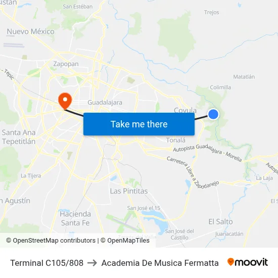 Terminal C105/808 to Academia De Musica Fermatta map