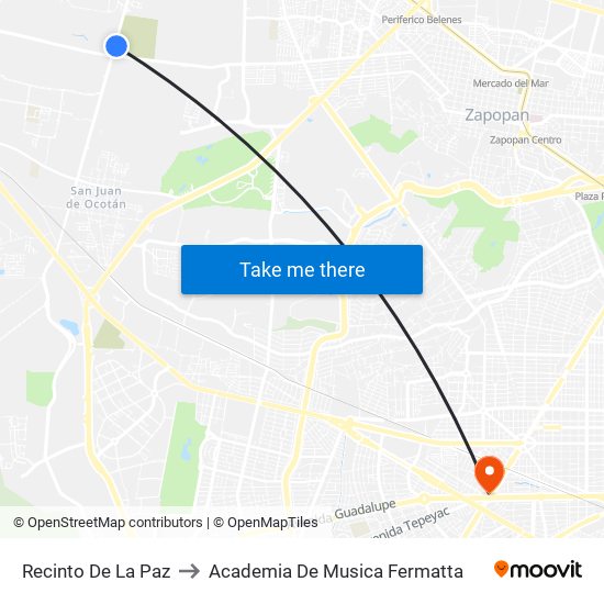 Recinto de la Paz to Academia De Musica Fermatta map