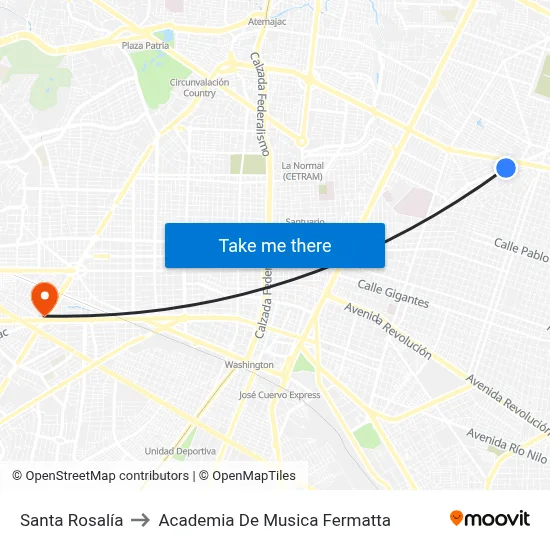 Santa Rosalía to Academia De Musica Fermatta map