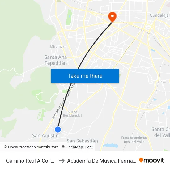 Camino Real A Colima to Academia De Musica Fermatta map