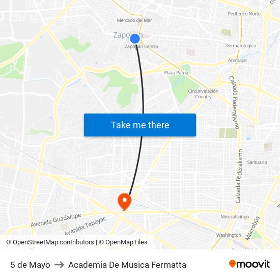 5 de Mayo to Academia De Musica Fermatta map