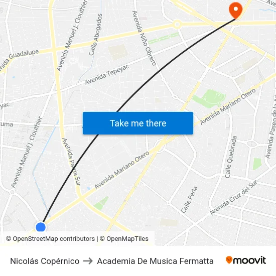 Nicolás Copérnico to Academia De Musica Fermatta map