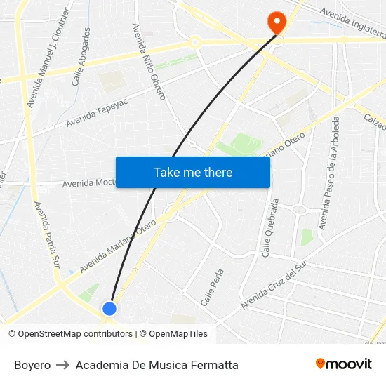 Boyero to Academia De Musica Fermatta map