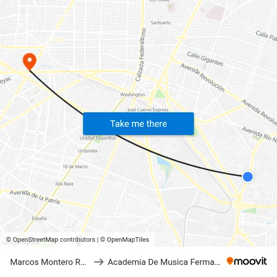 Marcos Montero Ruiz to Academia De Musica Fermatta map