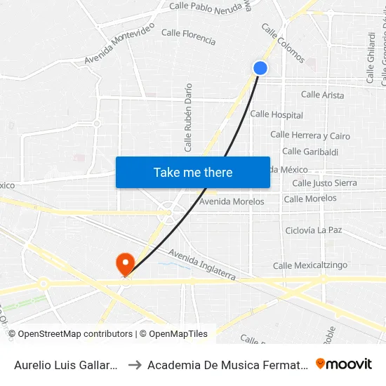 Aurelio Luis Gallardo to Academia De Musica Fermatta map