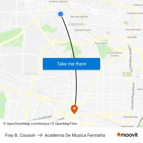 Fray B. Coussin to Academia De Musica Fermatta map