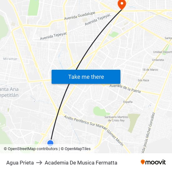 Agua Prieta to Academia De Musica Fermatta map