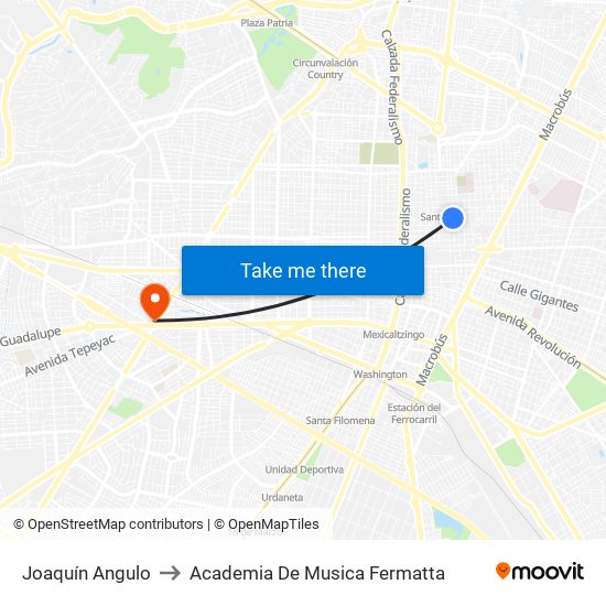 Joaquín Angulo to Academia De Musica Fermatta map