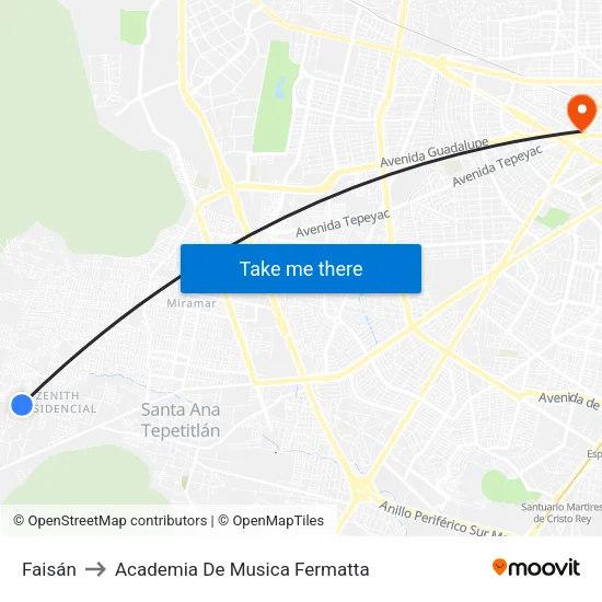 Faisán to Academia De Musica Fermatta map