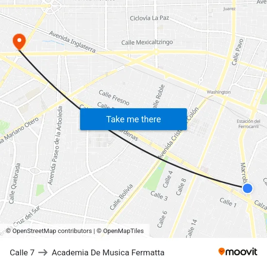Calle 7 to Academia De Musica Fermatta map