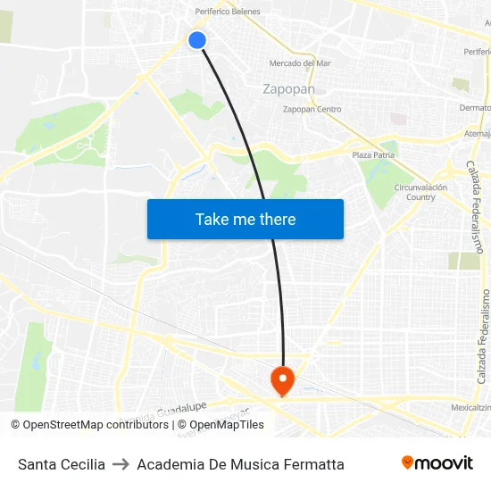 Santa Cecilia to Academia De Musica Fermatta map