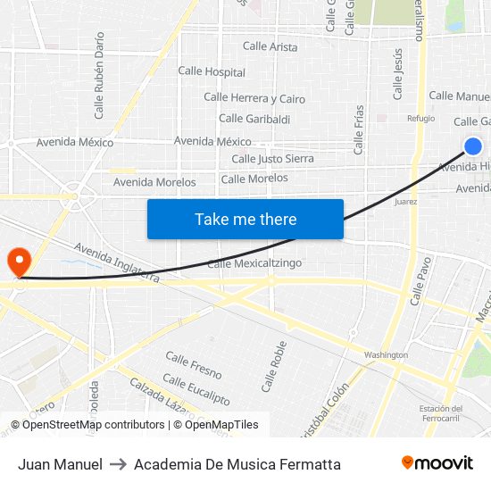 Juan Manuel to Academia De Musica Fermatta map