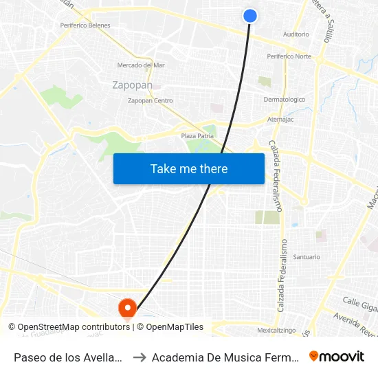 Paseo de los Avellanos to Academia De Musica Fermatta map