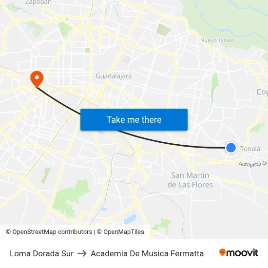 Loma Dorada Sur to Academia De Musica Fermatta map