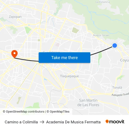 Camino a Colimilla to Academia De Musica Fermatta map
