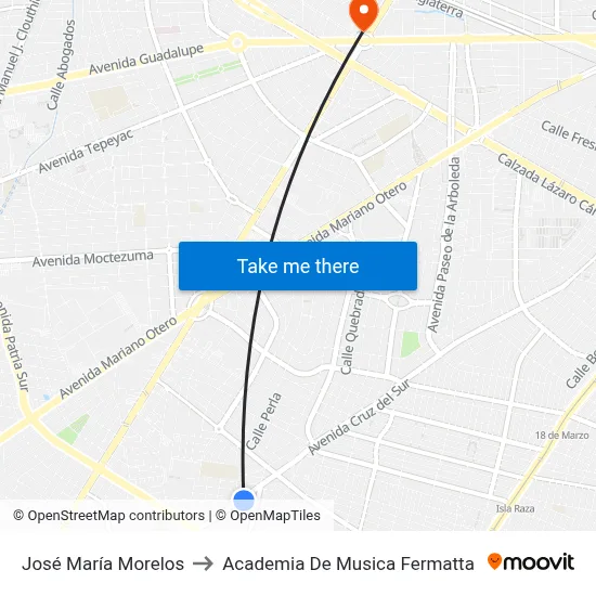 José María Morelos to Academia De Musica Fermatta map