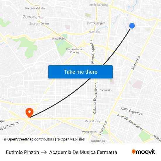 Eutimio Pinzón to Academia De Musica Fermatta map