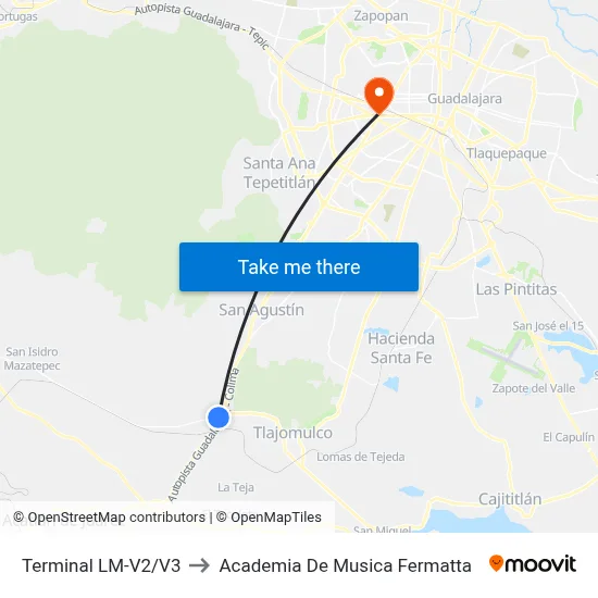 Terminal LM-V2/V3 to Academia De Musica Fermatta map