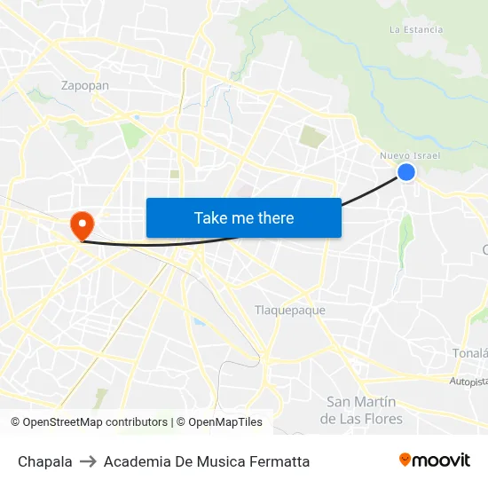 Chapala to Academia De Musica Fermatta map