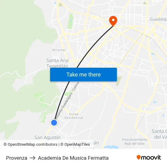 Provenza to Academia De Musica Fermatta map