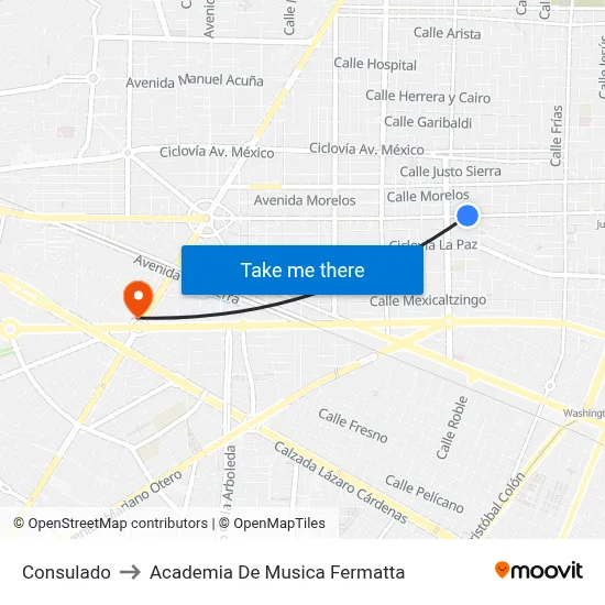 Consulado to Academia De Musica Fermatta map