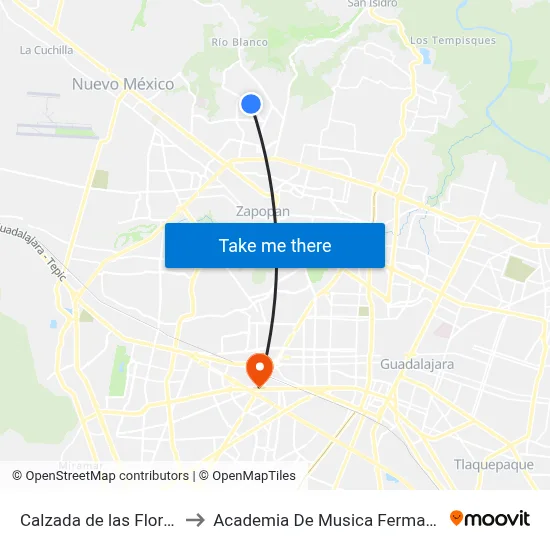 Calzada de las Flores to Academia De Musica Fermatta map