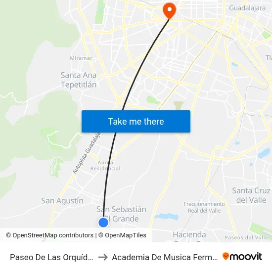 Paseo De Las Orquídeas to Academia De Musica Fermatta map