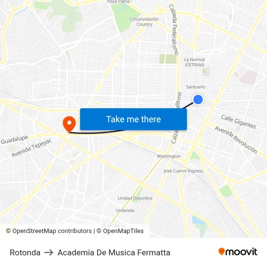 Rotonda to Academia De Musica Fermatta map